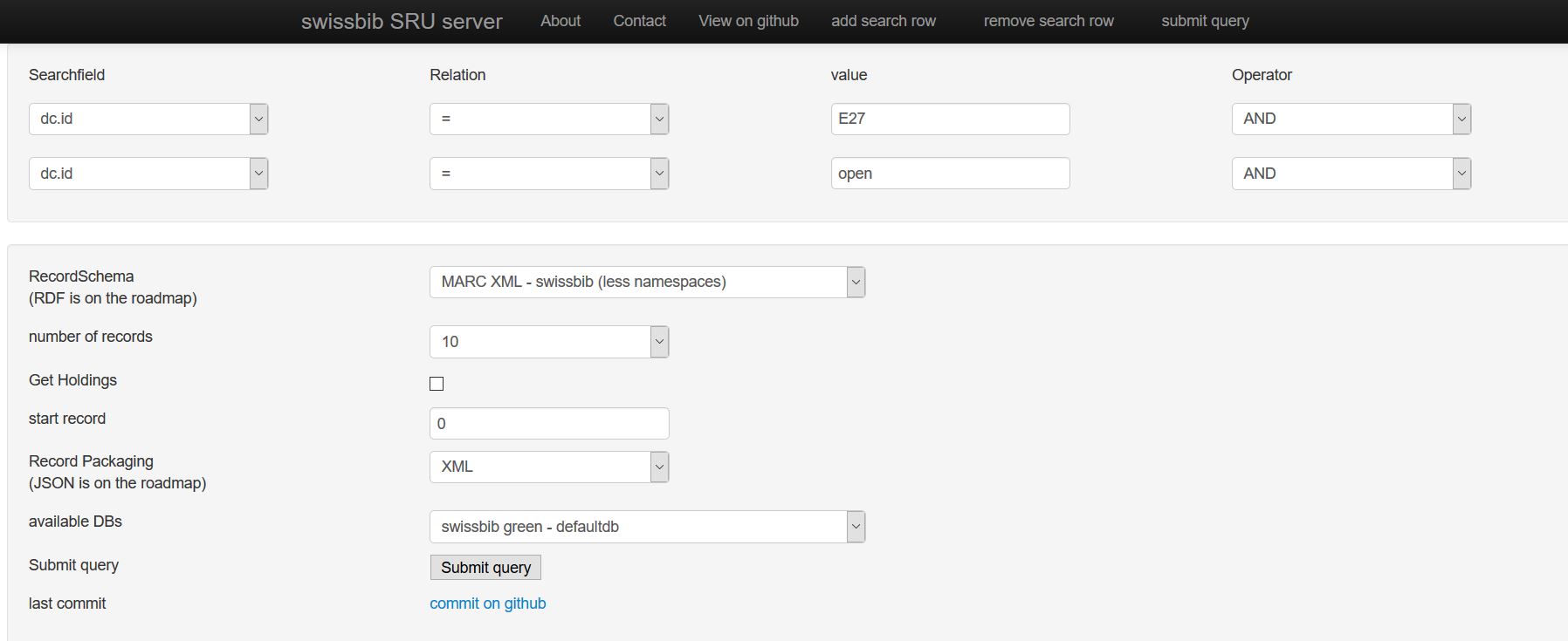 Screenshot swissbib SRU
